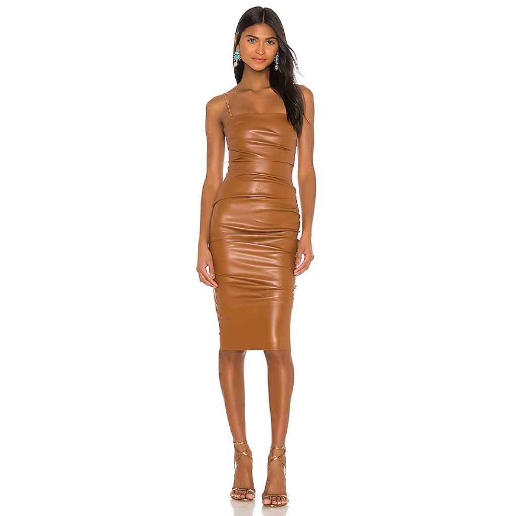 Nookie Posse X Revolve Faux Leather Midi Dress In Brown
